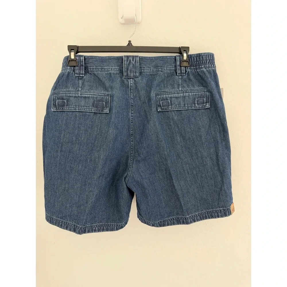 The Hiker Cargo Denim Cotton Blue New Classic Fit Elastic Waist Shorts 42x7